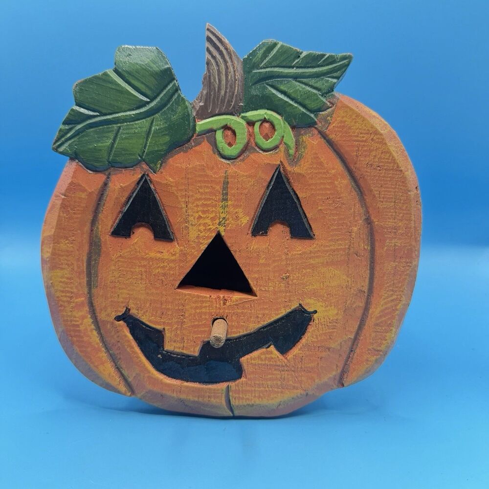 Halloween Pumpkin Jack O Lantern Wooden Birdhouse Rustic Fall Decor Hanging
